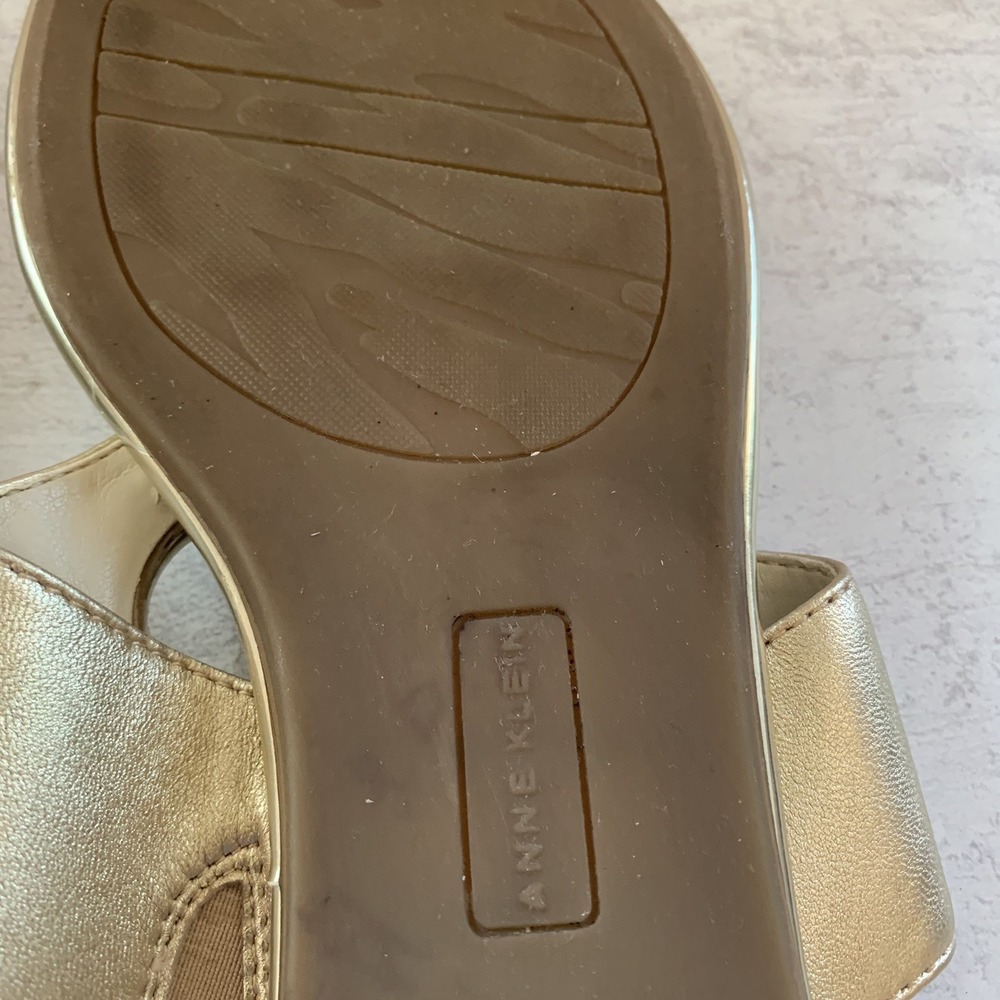 Anne Klein Women Sandals 8M Wedge Gold Metallic Slip On Comfort Shoes - Picture 13 of 16